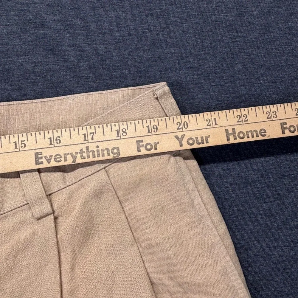 Jos‎ A Bank Pants Mens 40x26 Linen Classic Collection Pleated Cuffed Khaki Tan